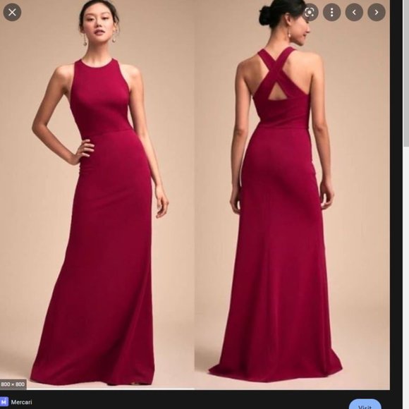BHLDN Klara Bridesmaids Dress in Ruby - Picture 2 of 9